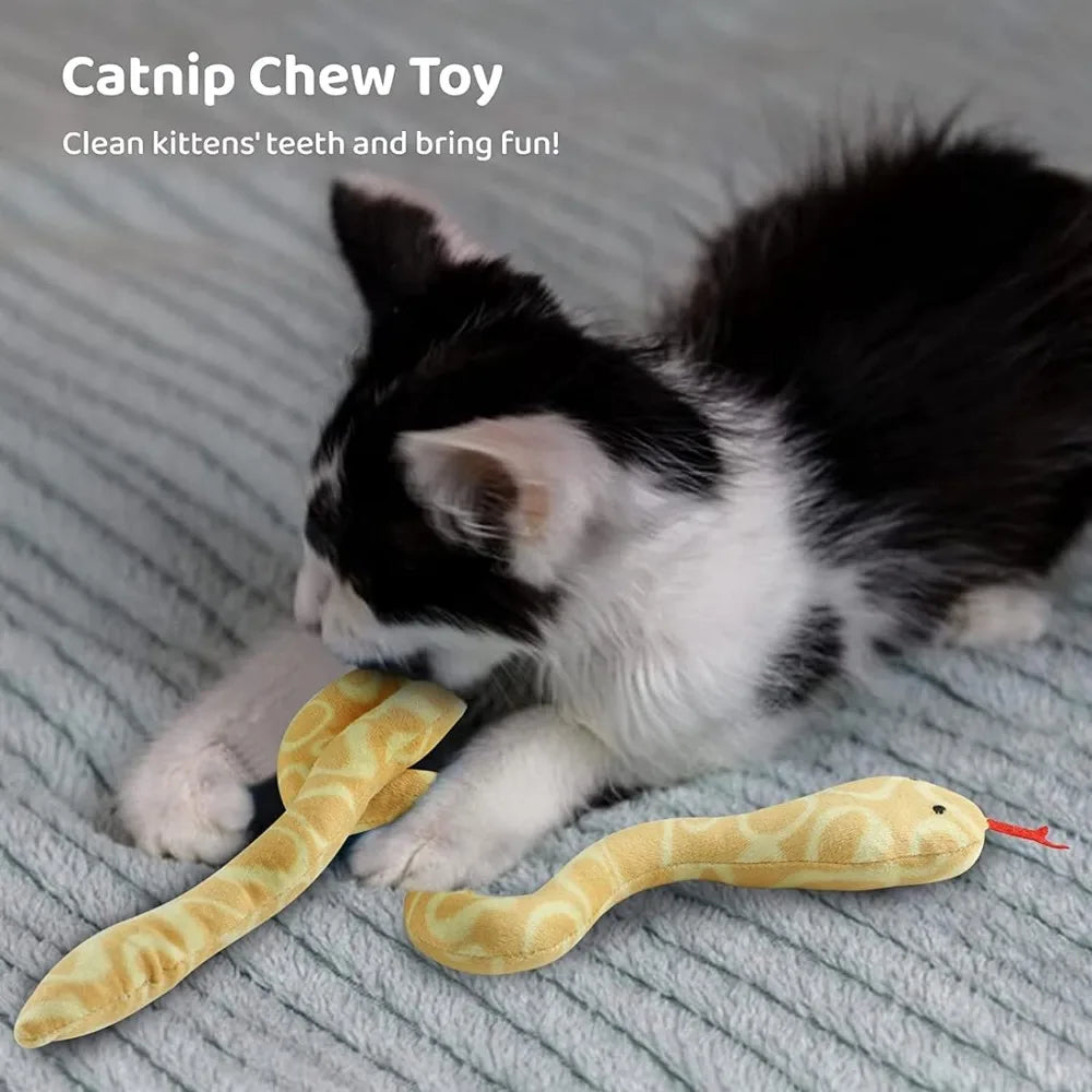 Cat Nip Snake Toys for Indoor Snaky Toy for Kitten Play Soft Plush Toy for Kitty Chewing Teeth Cleaning Interactive Toy for Pets
